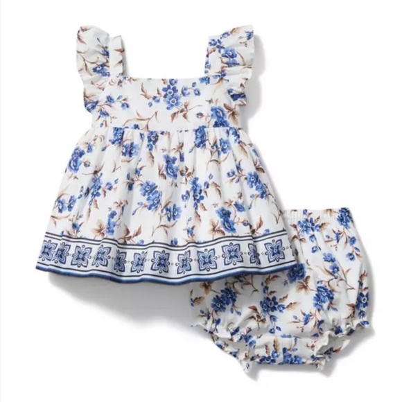 NWOT JANIE AND JACK Baby Floral Border Print Dress 3-6 Months - Picture 1 of 9
